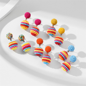 Pendientes de Aro Modernos para Mujer, Estilo Boho, con Colgante de Bola de Arándanos, Pendientes de Gota de Color para Mujer - Product Image 1