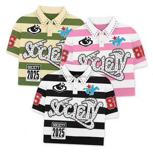 เสื้อโปโลผู้ชาย Nesta Sports Designer ปักลายเพชร ผ้าฝ้ายสั่งทำพิเศษ ทรงครอป บ็อกซี่ สีแดงทับทิม แขนสั้น - Product Image 5