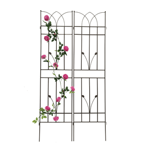 Set di 2 tralicci da giardino in metallo antiruggine marrone da 180 cm x 45 cm per piante rampicanti, supporto per fiori da esterno - Product Image 3