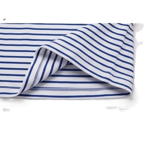 Women's Casual Cap Sleeve Scoop Neck T Shirt Blue And White Striped Short Sleeve Tee supplier from Bangladesh - Product Image 6