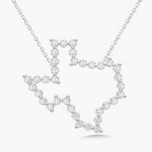 Pendentif en forme de Texas avec diamant de laboratoire taille ronde, collier minimaliste avec chaîne câble de 18 pouces et fermoir mousqueton en or massif 10K/14K/18K - Product Image 3