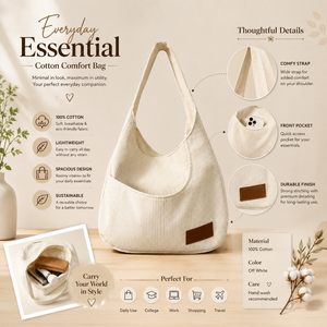 Premium Eco Friendly Fashion Corduroy Cotton Shoulder Tote <b>Bag</b> Reusable Lightweight Casual Shopping Travel Work <b>College</b> Carry - Product Image 5