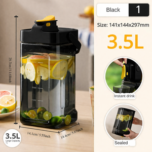 <b>Water</b> Bottle with BPA Free 3.5L Motivational Large <b>Water</b> Jug Leak Proof Huge <b>Water</b> <b>Container</b> with Handle - Product Image 4