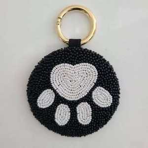 NOUSHAD HANDICRAFTS พวงกุญแจใส่เหรียญแบบคลาสสิก ลายวงกลม ลูกปัดแก้ว สายผ้าแคนวาส น้ำหนักเบา รุ่น NH-796 - Product Image 3