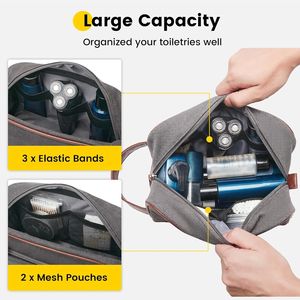 Borsa da Toilette in Tela Grigia per Uomo Vorspack, Organizer da Viaggio Resistente all'Acqua, Ottima Idea Regalo - Product Image 2