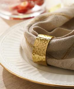 Anillo para Servilletas de Latón Dorado Martillado de 4.5cm de Ancho, Decoración Moderna para Mesa, Accesorio para Bodas, Diseño Duradero - Product Image 1