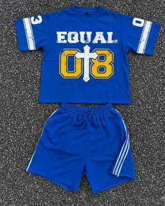 CLOVIX SPORTS Custom Logo Men Summer Short Set Cotton T <b>Shirt</b> And Shorts Two Piece Casual Outfit Wholesale - Product Image 2