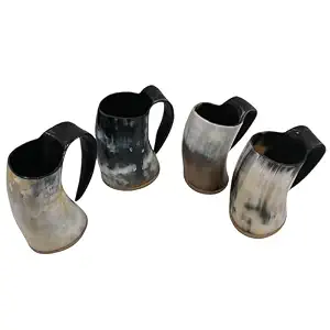 Authentique Chope à Bière et Mead en Corne de Buffle Polie Faite à la Main avec Poignée, Style Renaissance, Imitation Antique FAIZA CRAFT pour - Product Image 3