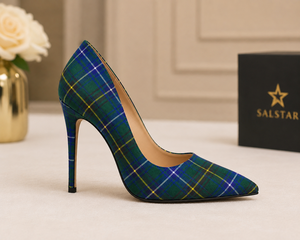Chaussures à talons hauts pour femmes, escarpins à bout pointu en tartan écossais de haute qualité, chaussures de mariage, talons hauts à carreaux tendance, fabricant OEM - Product Image 2