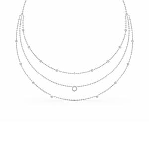 Collier à pendentif triple rangs en or rose 9 carats avec diamant de laboratoire taille ronde 1,34 carats total (CTW) - Product Image 4