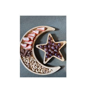 Plateaux de service en bois naturel en forme de lune et d'étoile avec poignées pour rangement, taille personnalisable, vente chaude en gros - Product Image 3