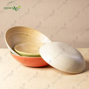 Bol à salade en bambou tressé fait main, design classique, vaisselle jetable écologique pour la maison et la cuisine - Product Image 4