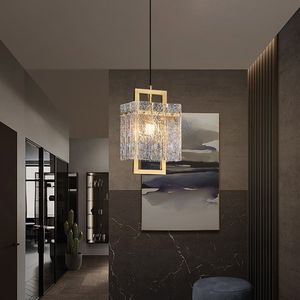 Jewell 1-<b>Light</b> Brass <b>Geometric</b> Pendant <b>Light</b> with Water-Ripple Glass <b>Shade</b> Stylish Chandelier for Home Decor - Product Image 4