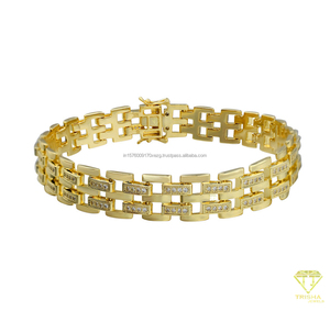 New Trending Moissanite Diamond Bracelet Gold Plated Miami Cuban Link Hip Hop Jewelry For <b>Men</b> Wholesale - Product Image 3