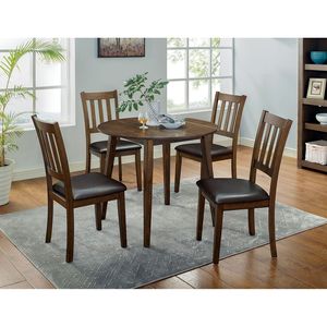 Set da Pranzo 5 Pezzi in Noce/Marrone Scuro, Stile Transizionale in Legno Massello, 4 Sedie Laterali e 1 Tavolo da Pranzo per Sala da Pranzo - Product Image 2