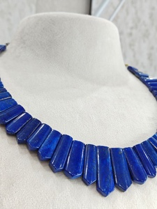 Premium Natural Lapis Lazuli <b>Choker</b> Necklace With Graduated Rectangular Gemstone Fancy Cut Collarette Style Jewelry <b>For</b> <b>Women</b> - Product Image 5