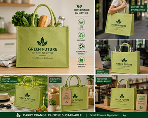 Green Future Eco-Friendly Jute <b>Medium</b> <b>Size</b> Fashionable Reusable Promotional Tote <b>Bag</b> AMANI Brand - Product Image 3