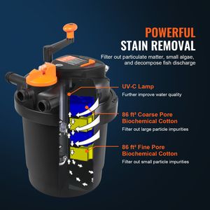 Sistema di Filtrazione per Laghetto a Pressione Bio 1600 Galloni con Luce UV-C 13W, 1580 GPH, Filtri Acqua Esterni Pressurizzati per Filtrazione Biologica - Product Image 4