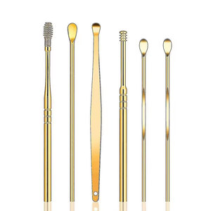 Kit de nettoyage d'oreilles en acier inoxydable, 6 pièces, curettes pour l'élimination du cérumen, pour la vente en ligne - Product Image 2