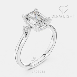 Bague de mariage en or blanc 14 carats avec diamant de laboratoire taille émeraude 2,08 carats, certifiée IGI, bijou raffiné, cadeau pour fiançailles, mariage ou anniversaire - Product Image 2