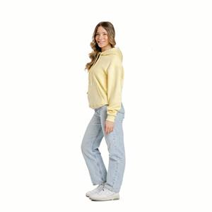 Sweat à capuche jaune pastel en coton et polyester molletonné, personnalisable avec logo, pour usage décontracté, fabrication OEM en gros par usine, marque privée - Product Image 4