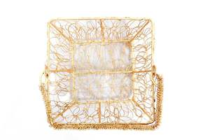 ตะกร้าลวดทองตกแต่งพร้อมหูจับ ตะกร้าใส่ผลไม้โลหะ ตะกร้าใส่ของขวัญ ตะกร้าใส่ของสำหรับพูจา ภาชนะเก็บของสำหรับตกแต่งบ้าน - Product Image 3