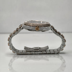 นาฬิกาเพชรโมอิสซาไนต์ VS1 สไตล์ฮิปฮอปสุดหรู ตัวเรือนสแตนเลสสำหรับผู้ชาย ประดับเพชรแบบ Buss Down นาฬิกาเพชรแบบ Iced Out เครื่องประดับสุดหรู - Product Image 5