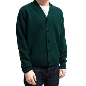 Men's Dark Green V-neck <b>Cardigan</b> Full Sleeve Patchwork Pattern Button Closure Winter Knitwear Standard <b>Thickness</b> Breathable - Product Image 1