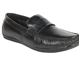 Mocassins Ashwin pour hommes en cuir véritable noir, confortables, souples, décontractés, pour le bureau, toutes saisons, motif uni - Product Image 2