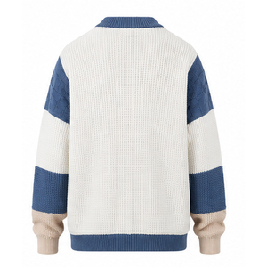 Men's Patchwork Knitted Sweater Full Sleeve O Neck <b>Spliced</b> Design Autumn Wear 100% Acrylic Pullover Knitted Sweaters Made Pakist - Product Image 5