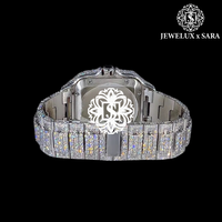 Reloj Analógico de Lujo de Excelente Calidad, Totalmente Blanco, con Diamantes, Resistente al Agua, Caja de Acero Inoxidable, Precio de Exportación