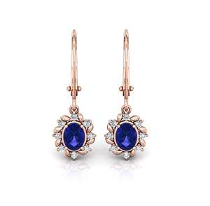 <b>Blue</b> <b>Sapphire</b> Dangle <b>Earrings</b> 925 Sterling Silver 14K Rose Gold Lever Back Gold Plated Party Women Fine Jewelry - Product Image 3