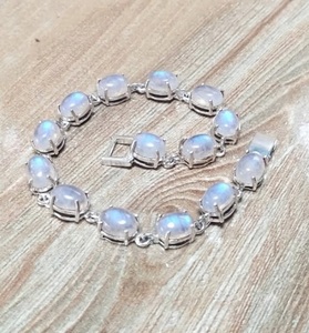 Bracelet en Pierre de Lune Naturelle, Argent Sterling 925, Fait Main, Pierre Blanche, Bijou Tendance, Vente en Gros - Product Image 1