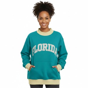 Sudadera de punto extragrande para mujer, con cuello simulado y estampado, estilo urbano, mezcla de algodón, suave, duradera, transpirable y ecológica para invierno. - Product Image 2