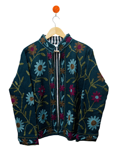 Hand Embroidered Floral <b>Velvet</b> Breathable Eco-Friendly High Quality Customizable Jacket Boho Style O-Neck Collar Full <b>Women</b> - Product Image 1