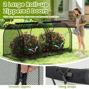 Gabbia per Piante in Rete di Nylon ad Alta Densità Verde 244x122x122cm con 2 Porte con Cerniera, Tenda Protettiva per Ortaggi e Fiori - Product Image 5