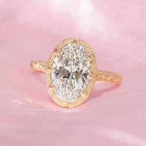 2 CT Oval Cut Moissanite Engagement <b>Ring</b> for Women 14K Gold Plated Engagement Wedding <b>Ring</b> <b>solitaire</b> moissanite Anniversary <b>Ring</b> - Product Image 1
