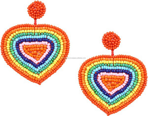 ต่างหูลูกปัดหลากสีใส่ได้ทั้งชายและหญิงต่างหูแบบคลาสสิกลายหัวใจบานเครื่องประดับแฟชั่นแบบไม่เหมือนใคร - Product Image 1