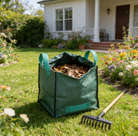 Sacs poubelles de cuisine grand format, robustes, en plastique vert, avec poignées tissées, pour feuilles d'automne et déchets de jardin, épaisseur 0,1 mm, 100-180 g/m²