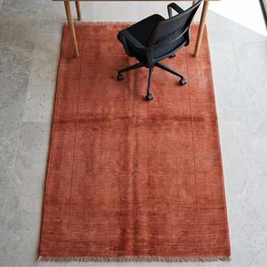 Terracotta Moroccan Style Classic Hand Knotted Wool Area Rug Minimalist Floral Border Pattern Living Room Carpet Fringe - Product Image 4