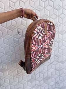 Nueva Llegada, Mochila de Cuero Auténtico Hecha a Mano, Mochila de Cuero Jacquard, Mochila Multiusos, Producto al por Mayor - Product Image 2