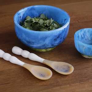 Bol en résine artisanal de haute qualité, plateau à riz fait main, vaisselle de cuisine en bois poli pour soupes et nouilles - Product Image 1