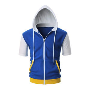 Sudadera con Capucha y Cremallera de Manga Corta para Hombre, Cómoda y Casual para el Hogar, Ideal para el Uso Diario con Bolsillo Frontal - Product Image 1