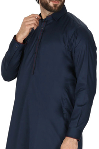 Nouvel ensemble de costume cousu pakistanais et indien à la mode pour hommes, Salwar Kameez long formel en polyester infroissable, avec logo personnalisé, pour l'été - Product Image 3