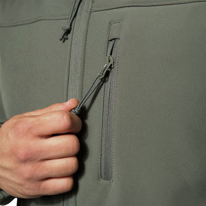 Veste en polaire vert olive pour homme, col montant, fermeture éclair, style vêtement de travail, coupe-vent, coque en polyester, pour l'automne - Product Image 5