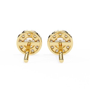 Pendientes de Oro Amarillo de 18K con Halo y Diamantes Cultivados en Laboratorio, Corte Brillante Redondo, para Boda o Compromiso - Product Image 2
