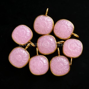 Colgante de Flor de Calcedonia Rosa Natural, Chapado en Oro Vermeil sobre Plata de Ley, Amuleto de Piedra Preciosa, Joyería Curativa, Precio al por Mayor, Suministro a Granel - Product Image 5