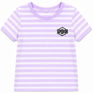 T-shirt tricoté à manches courtes et col rond pour filles, avec logo brodé personnalisé, en coton premium, pour l'été, style décontracté, vente en gros - Product Image 1