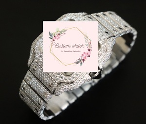 นาฬิกาหรูหราสไตล์ฮิปฮอปประดับเพชรโมอิสซาไนต์ VVS สำหรับผู้ชายและผู้หญิง ตัวเรือนสแตนเลสสตีล ระบบจักรกล หน้าปัดอนาล็อก เหมาะสำหรับงานปาร์ตี้ - Product Image 3