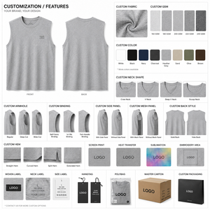 Camiseta sin mangas con cuello redondo, transpirable, ecológica, de secado rápido, tela de poliéster, diseño de abertura profunda en el codo, logotipo impreso personalizado, OEM, privado - Product Image 3